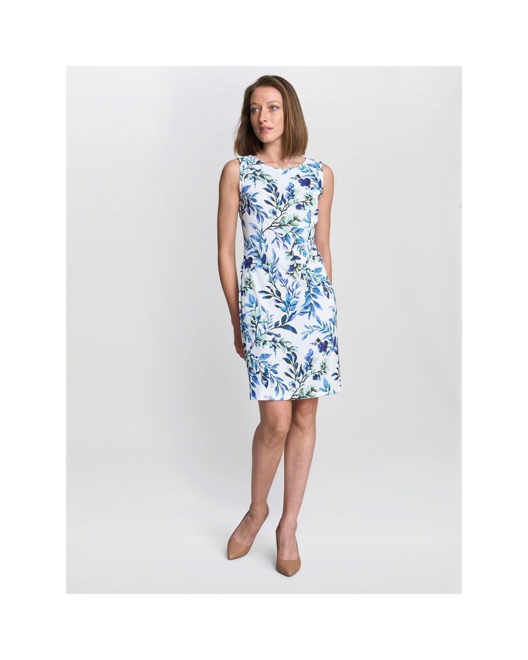 Gina Bacconi Blue Gretel Floral Shift Shirt Dress