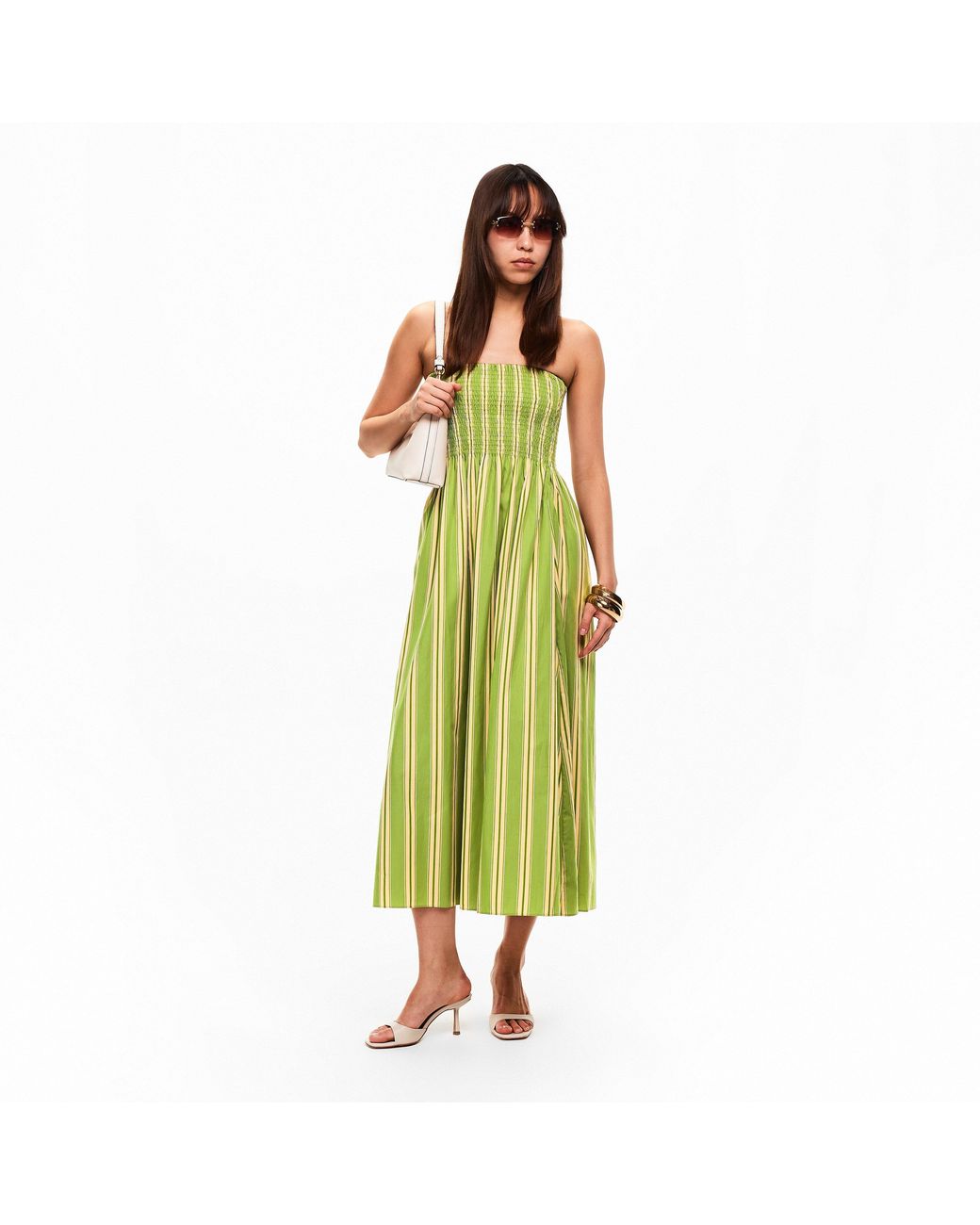 Faithfull The Brand Yellow Jamie Midi A Line Dress