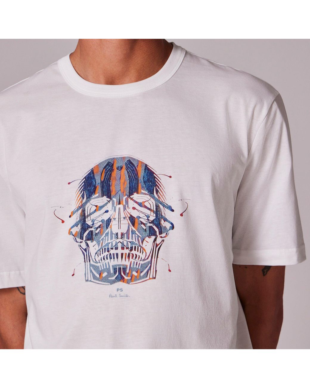 Paul Smith White Skull Graphic T-Shirt for men
