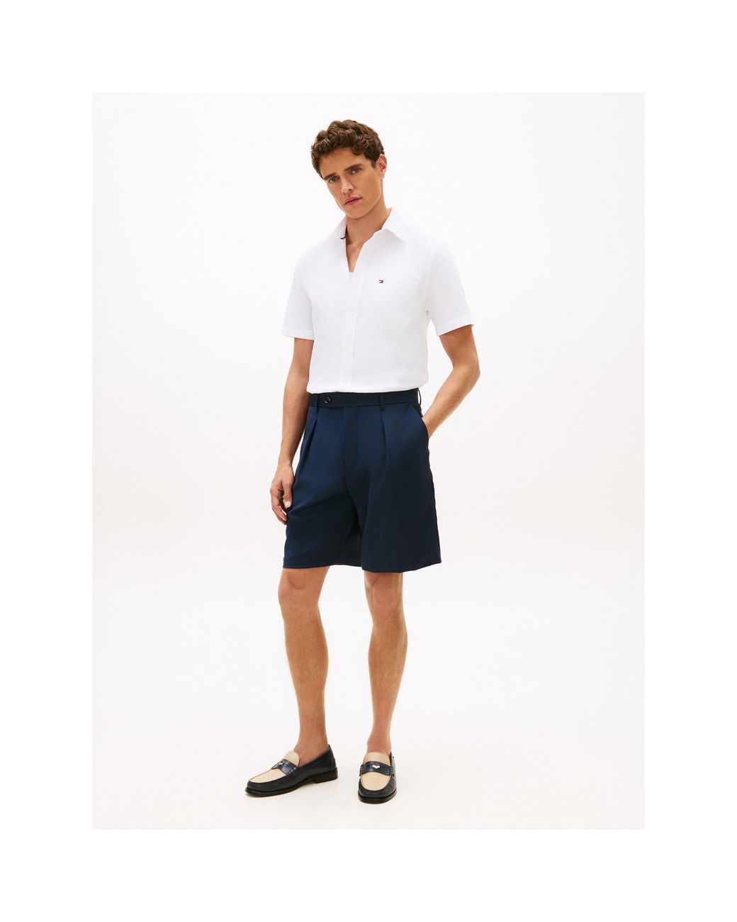 Tommy Hilfiger White Seersucker Solid Ss Rf Shirt for men