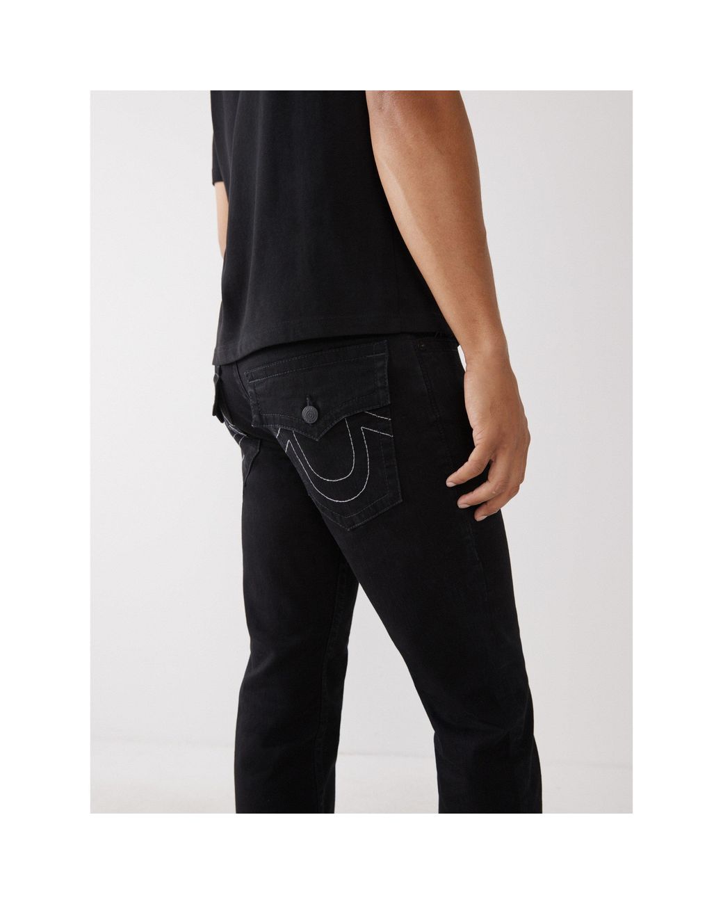 True Religion Black Straight Leg Jeans for men