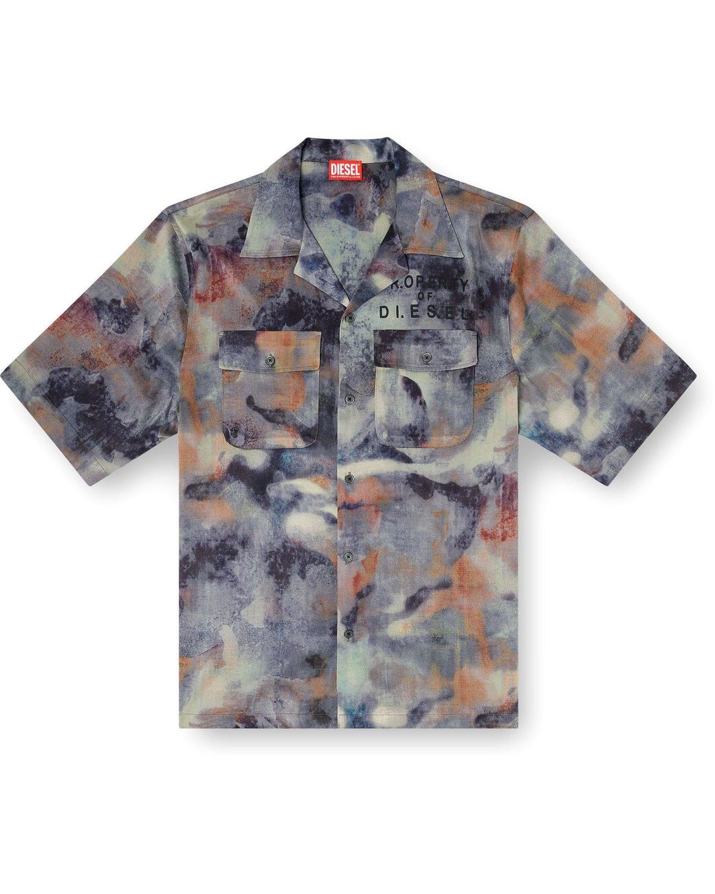 DIESEL Gray Patterned Short Sleeve Shirt for men