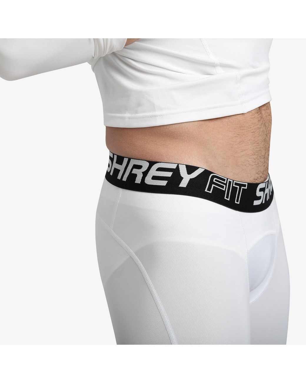 Shrey White Intense Baselayer Shorts for men