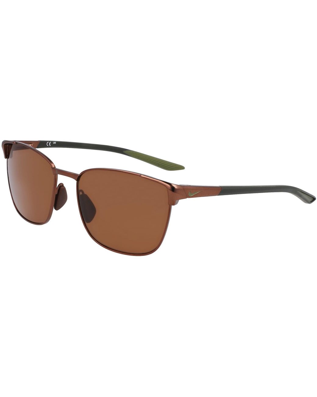 Nike Brown Metal Fusion Square Sunglasses