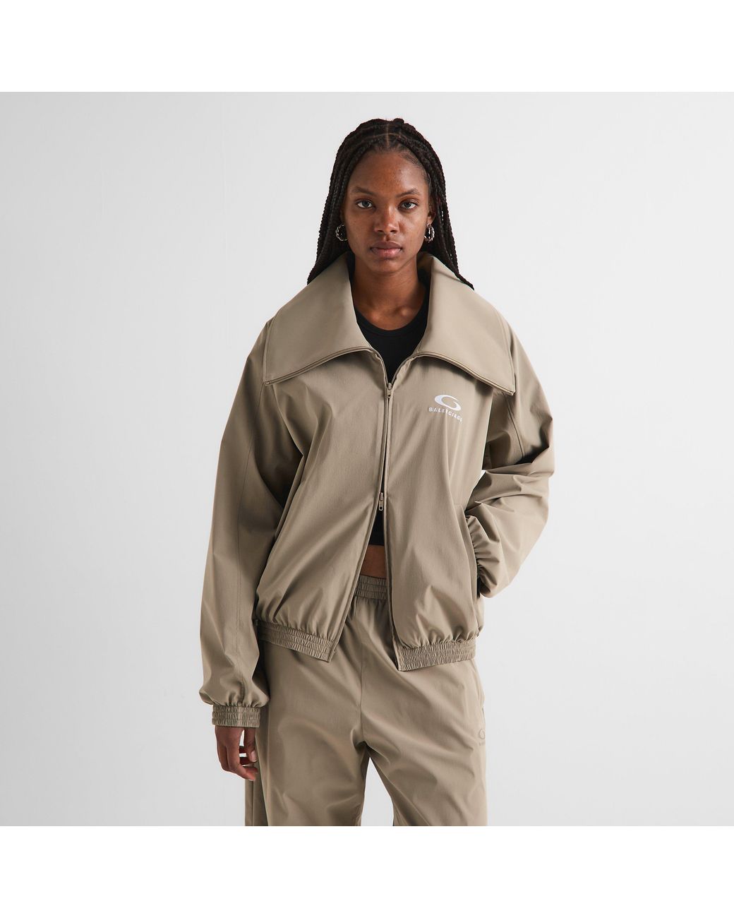 Balenciaga Green Bal High Collar Varsity Jacket