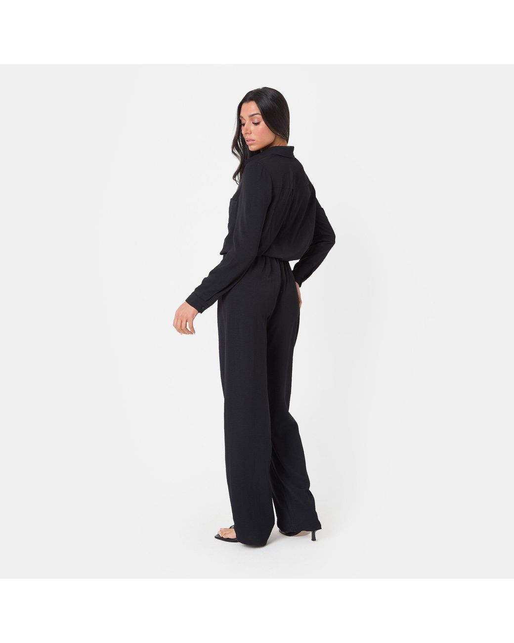 I Saw It First Black Soft Crepe Long Sleeve Shirt