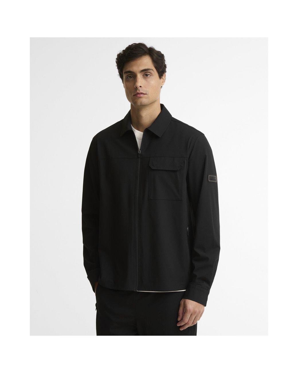 Barbour Black Tash Full-Zip Long-Sleeve Overshirt for men