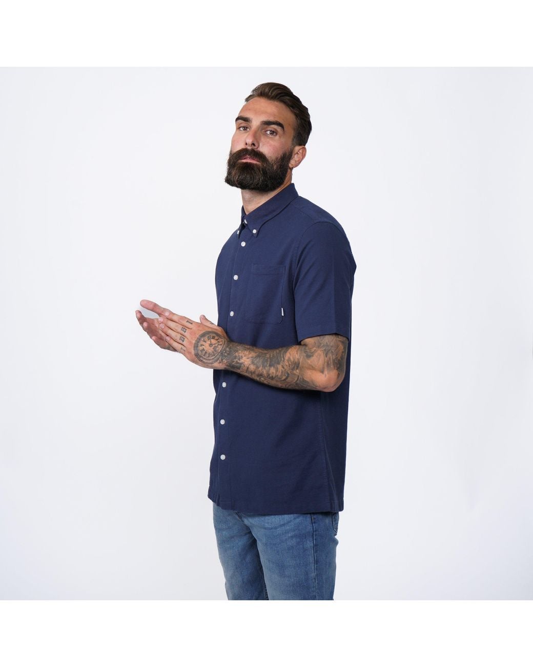 Firetrap Blue Classic Oxford Short Sleeve Shirt for men