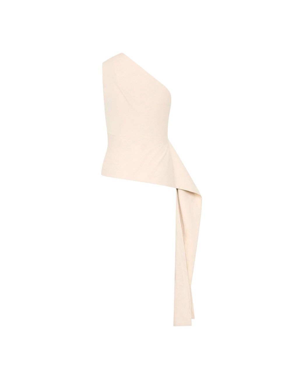 St. Agni White High Neck Draped Peplum Short Sleeve Crop Top
