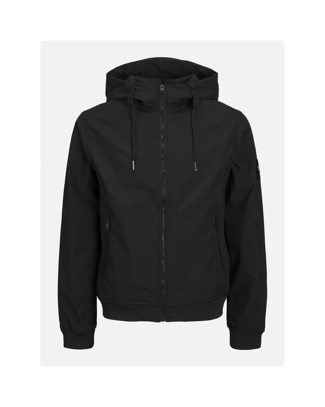 Jack & Jones Black Zipped Hooded Softshell Jacket for men