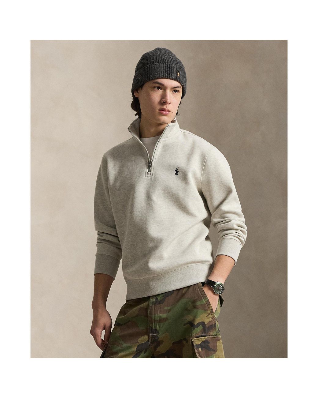Polo Ralph Lauren Gray Tech 1/4 Zip Fleece for men