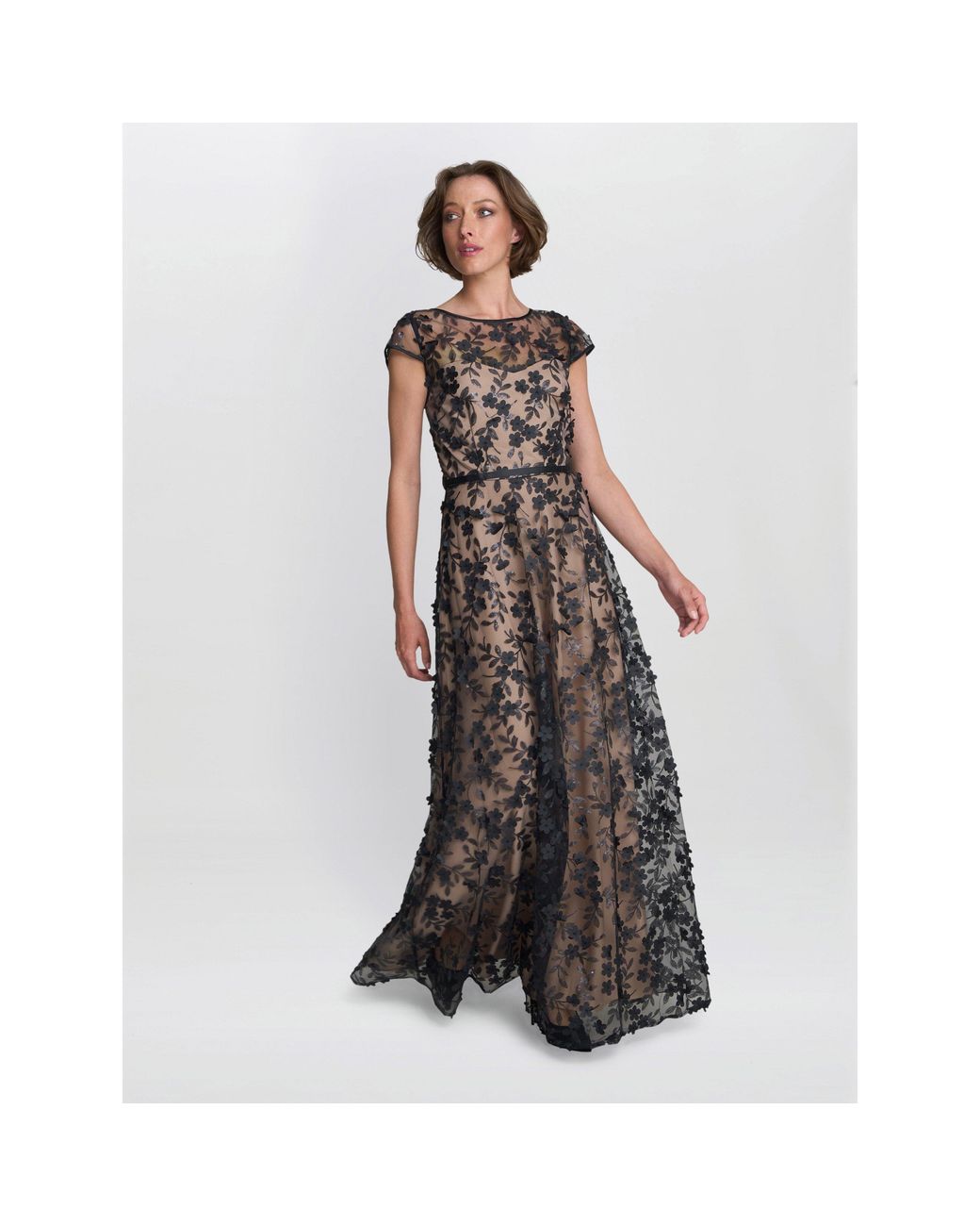 Gina Bacconi Multicolor Keira 3D Flower Maxi Dress