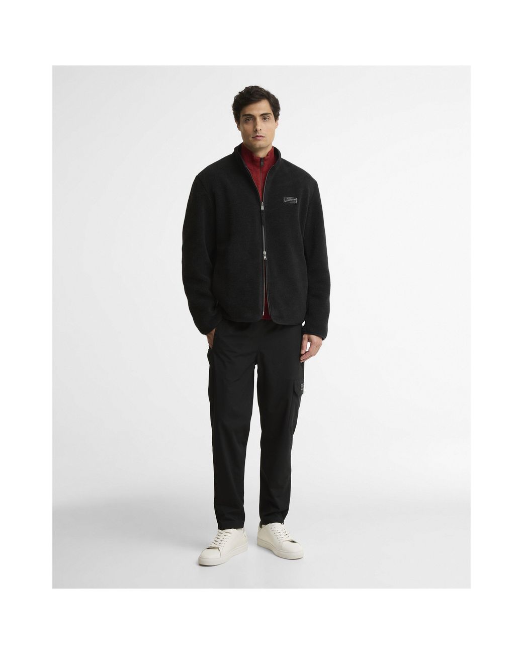 Barbour Black Reverse Fleece Teddy Coat for men