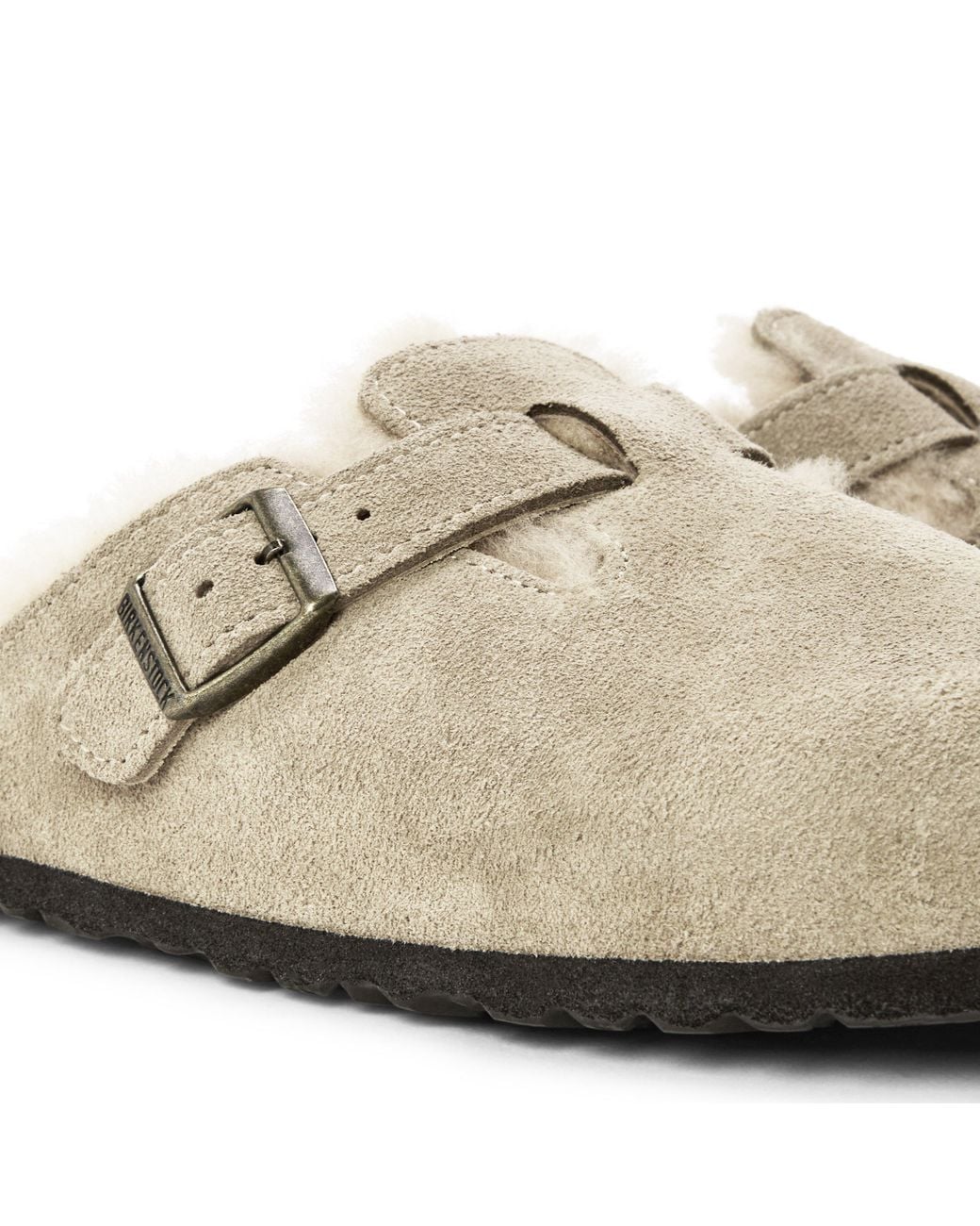 Birkenstock Natural Boston Shearling Suede Clogs