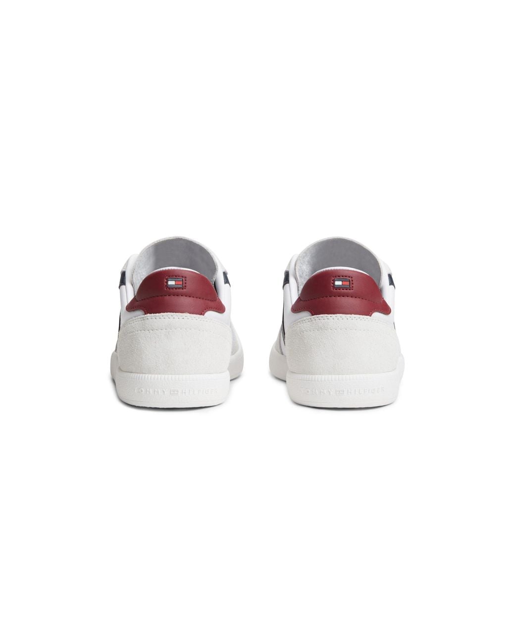 Tommy Hilfiger White Th Tribeca Leather Mixed Texture Trainers for men