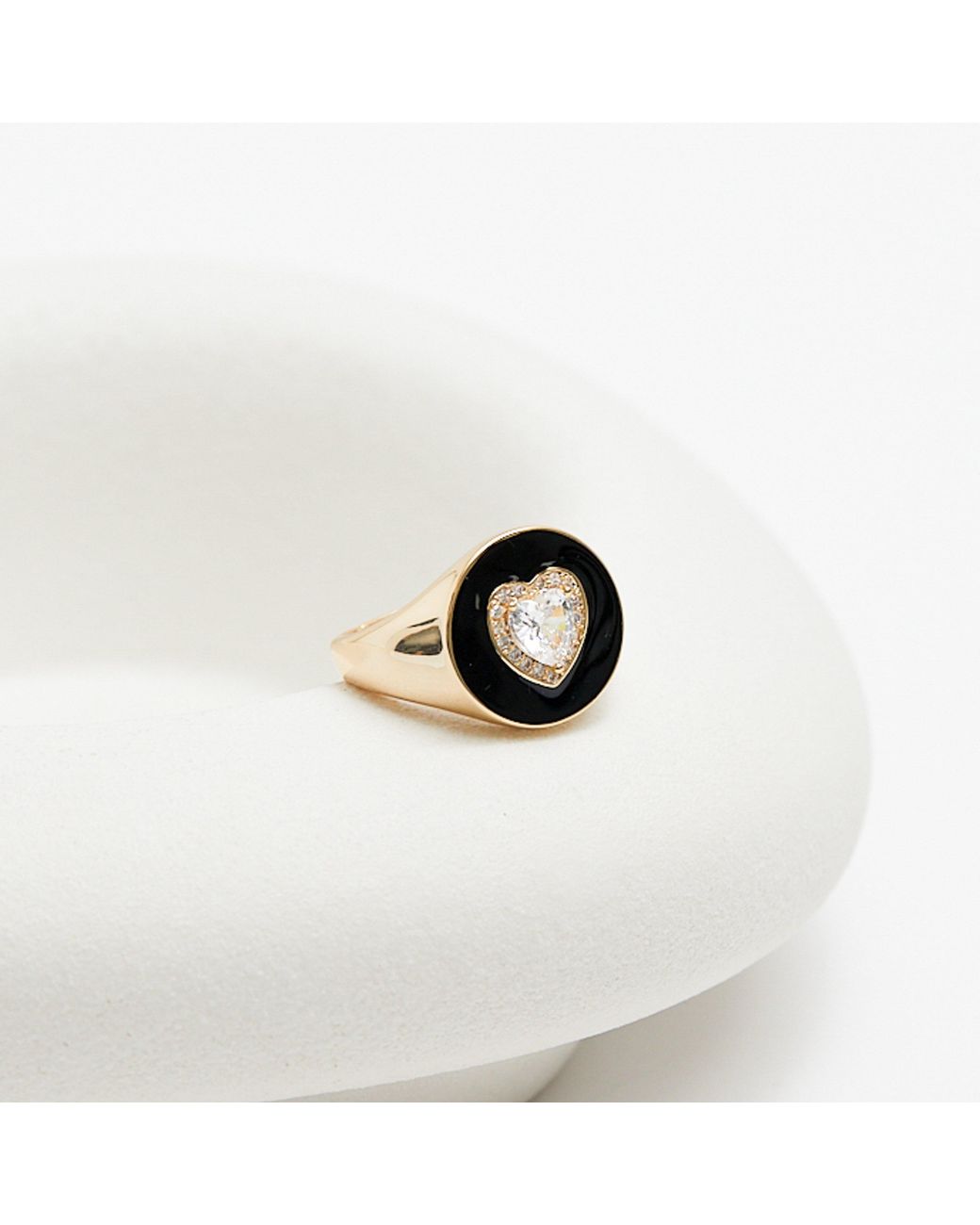 Jon Richard Metallic Plated Cubic Zirconia Heart And Enamel Ring