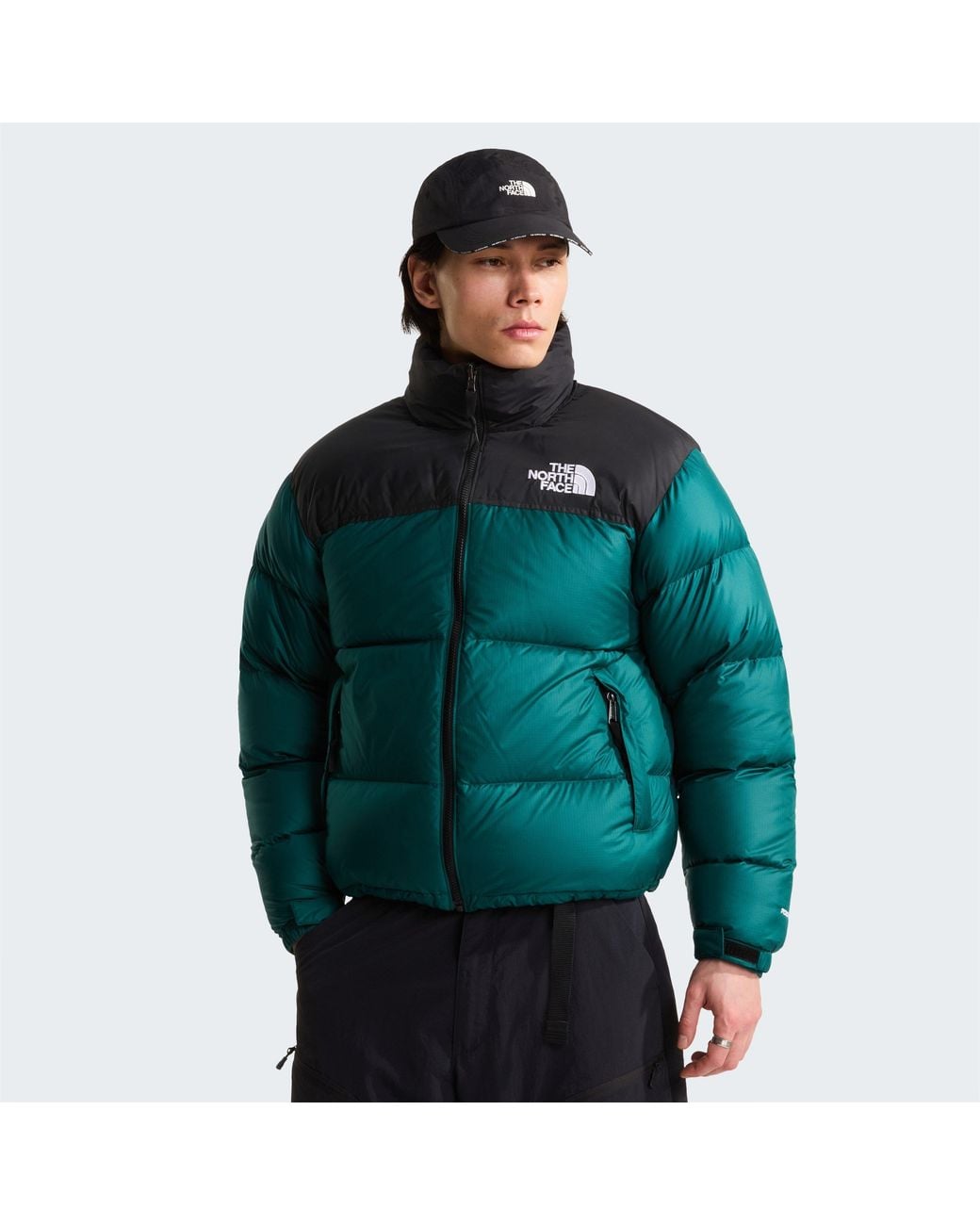 The North Face Green 1996 Retro Nuptse Goose Down Short Puffer Jacket for men