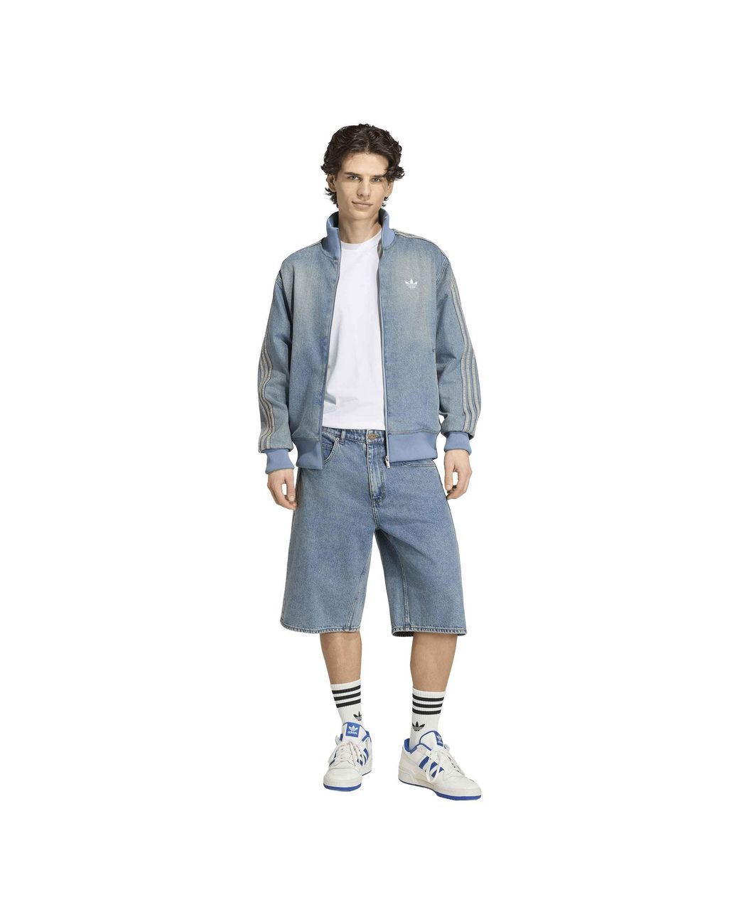 Adidas Originals Blue Firebird Adicolor Denim Track Top Asia Sizing Ks4970 for men