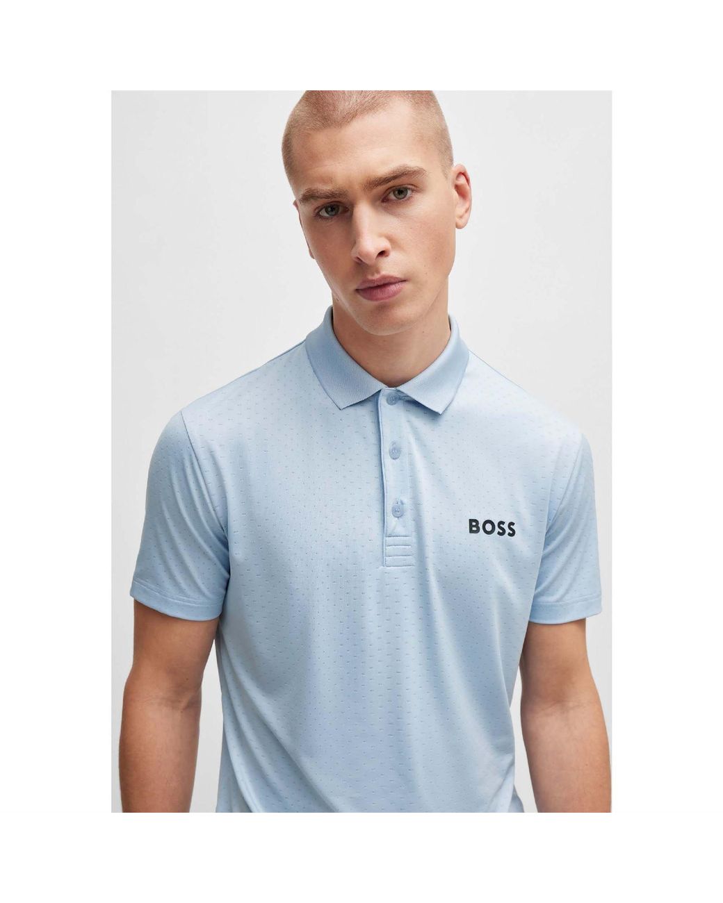 Boss Blue Paddytech Contrast Logo Polo Shirt for men