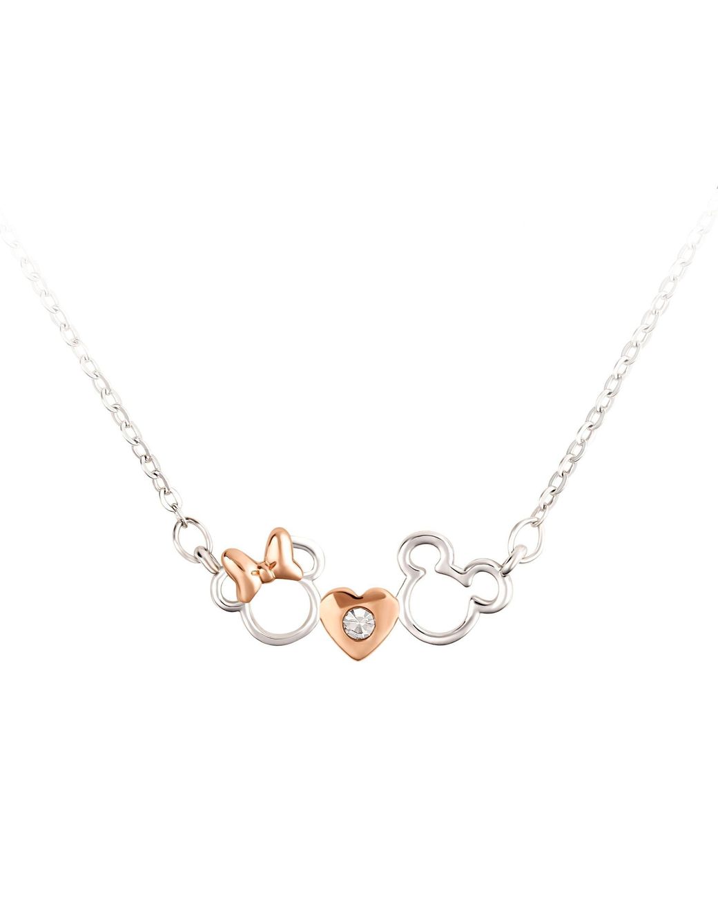 Disney Metallic Mickey & Minnie Two Tone Plated Necklace