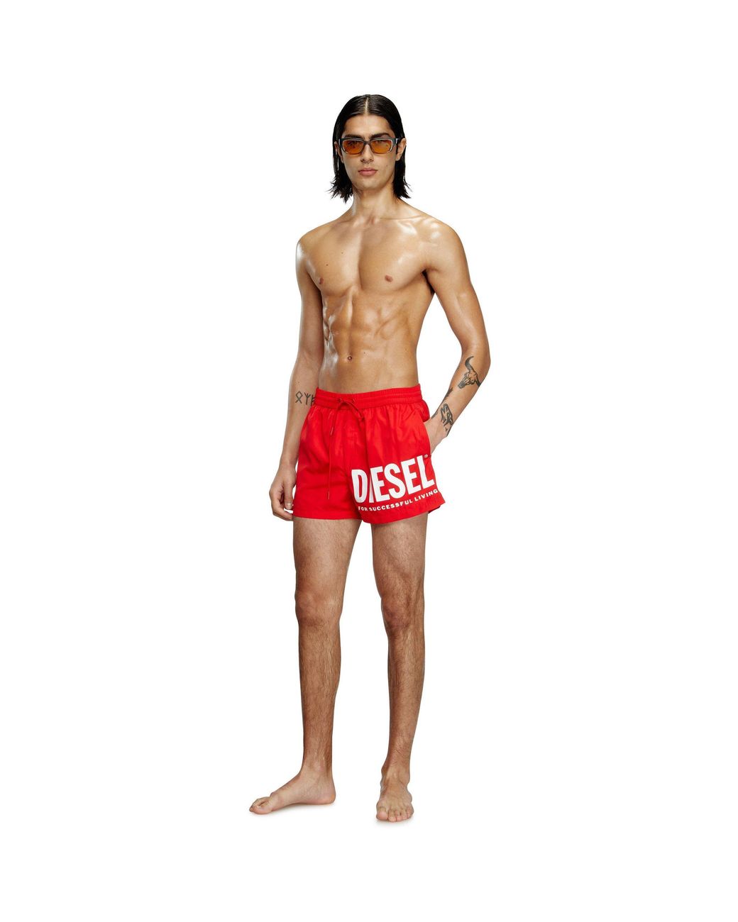 DIESEL Red Mario Quick-Drying Swim Shorts