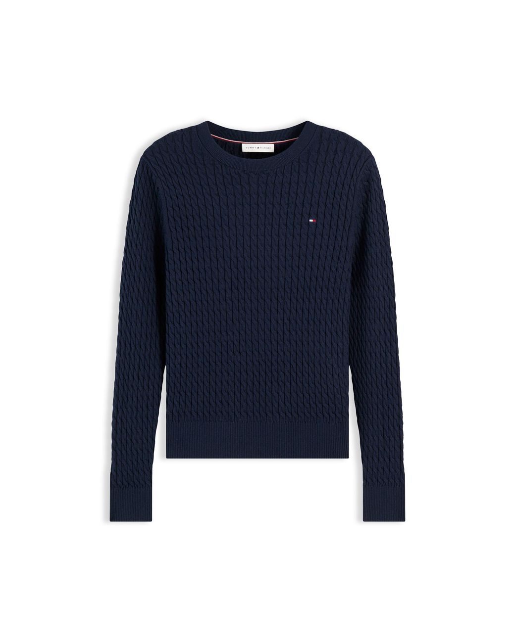 Tommy Hilfiger Blue Cable Fine Knit Cotton Long-Sleeve Jumper