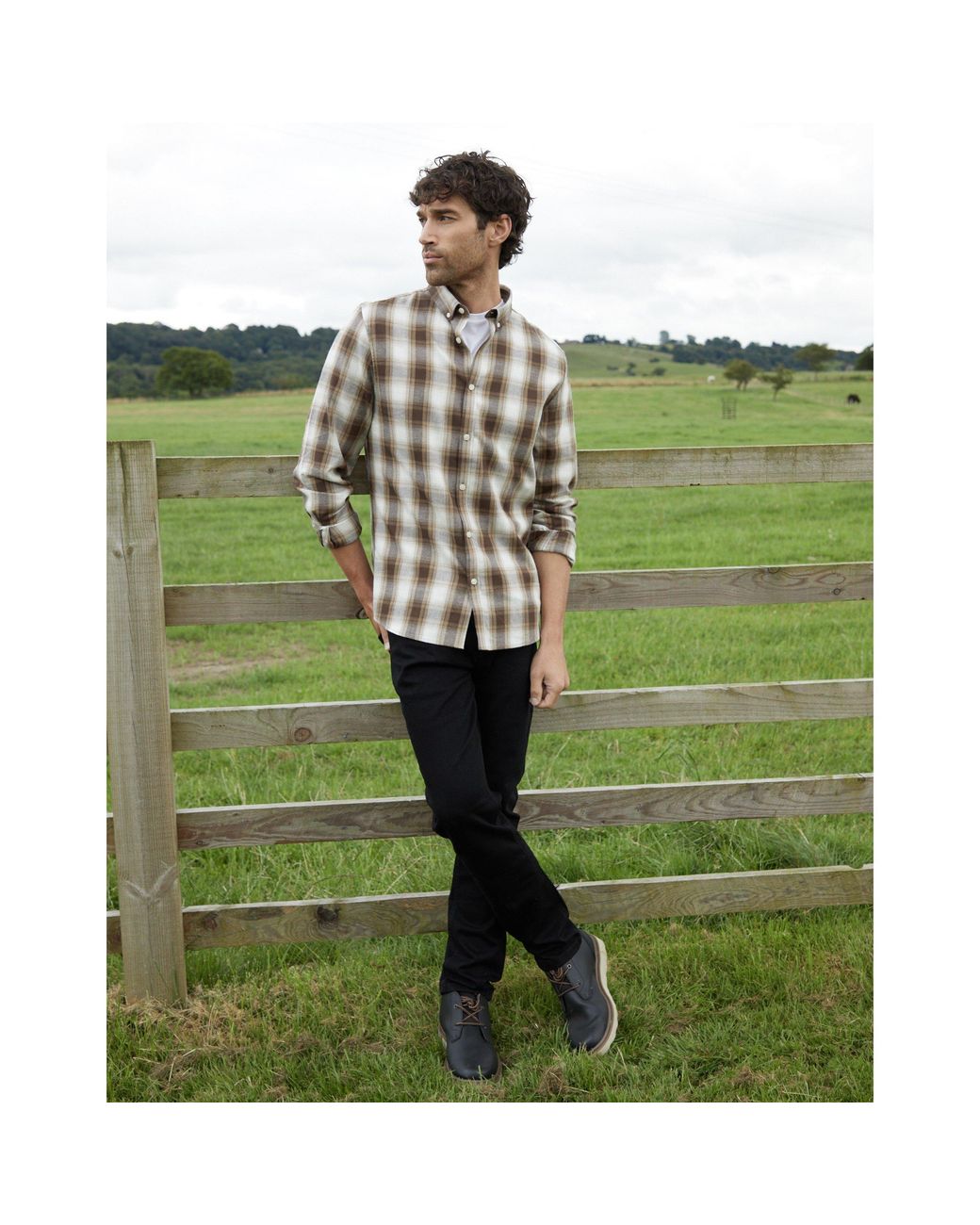 Threadbare Green Cheque Long-Sleeve Patterned Shirt for men