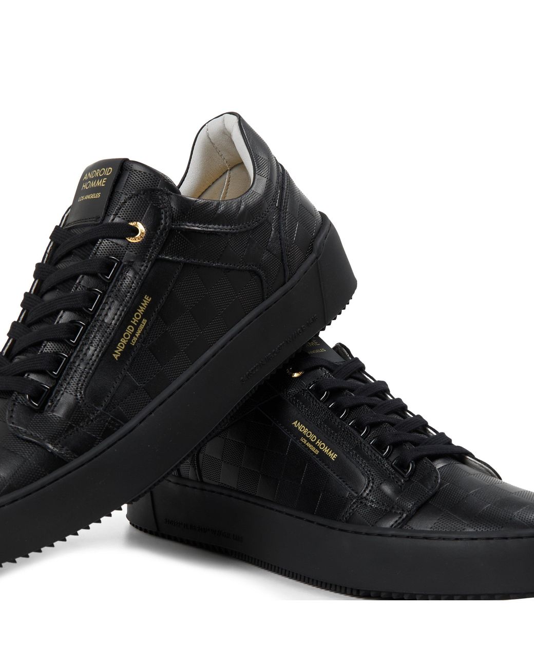 Android Homme Black Venice Leather Low-Top Trainers for men