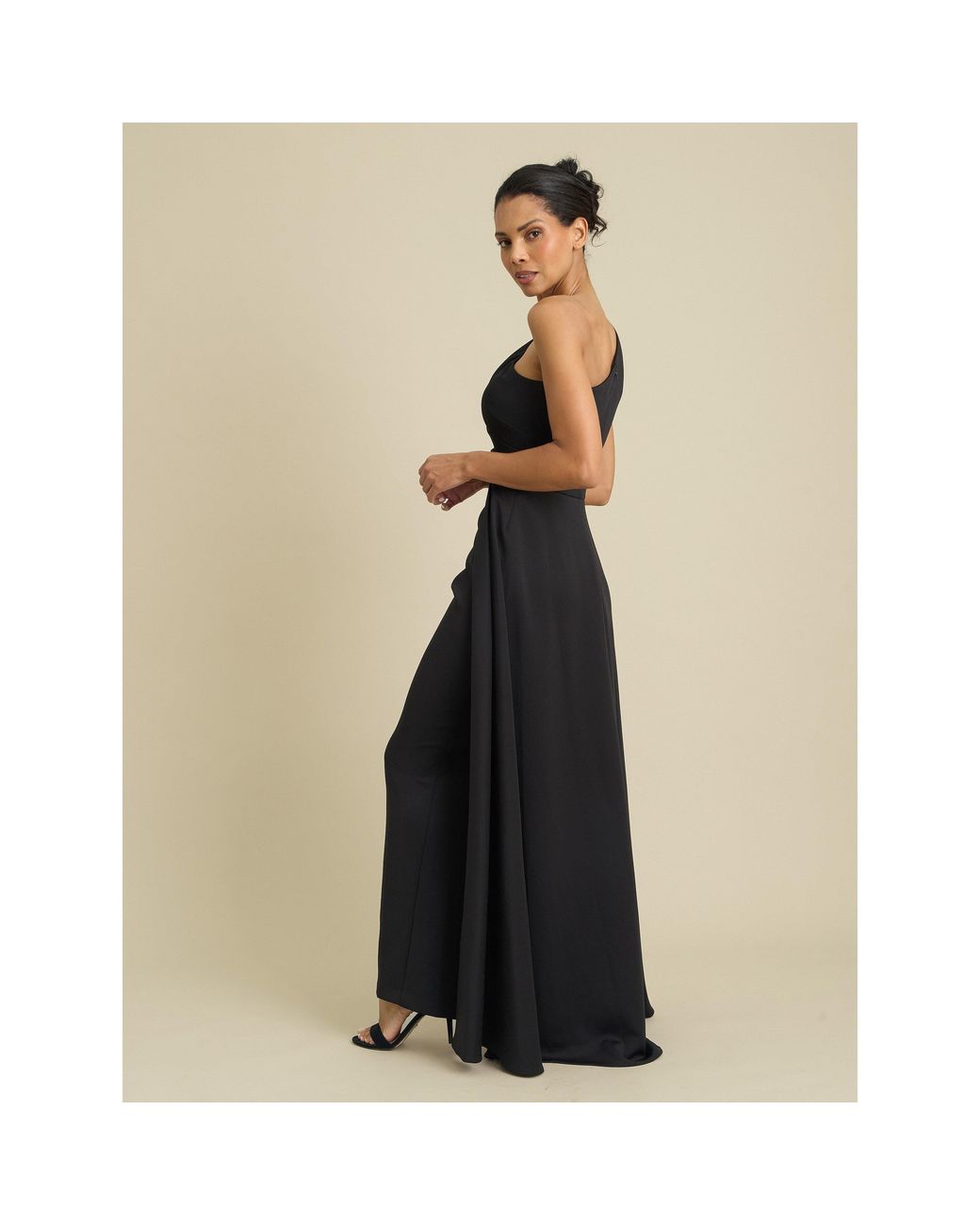 Gina Bacconi Natural Madge One Shoulder Maxi Dress