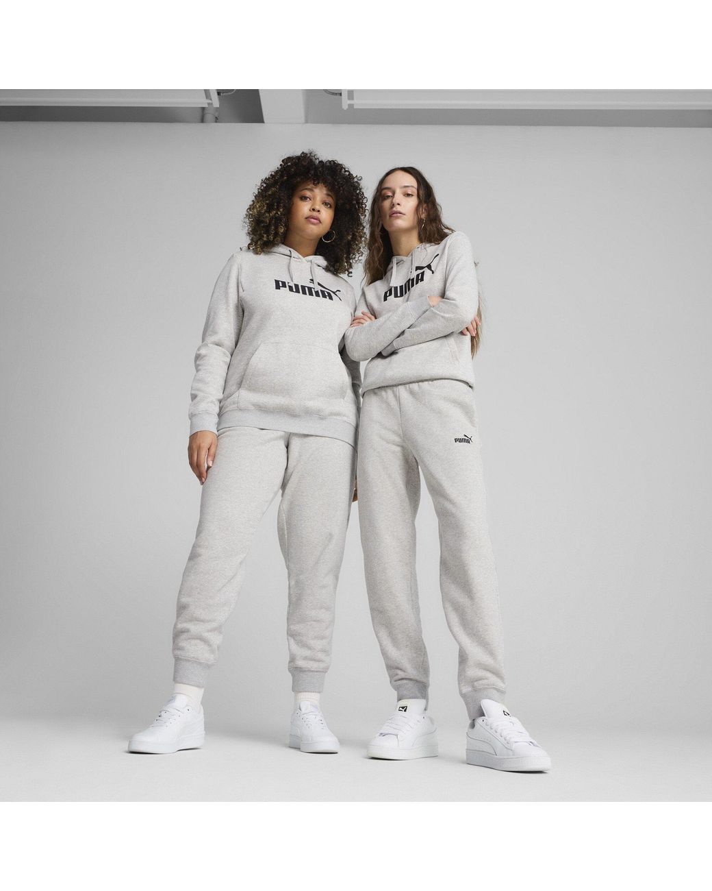 PUMA Gray Essentials Logo Slim Trousers