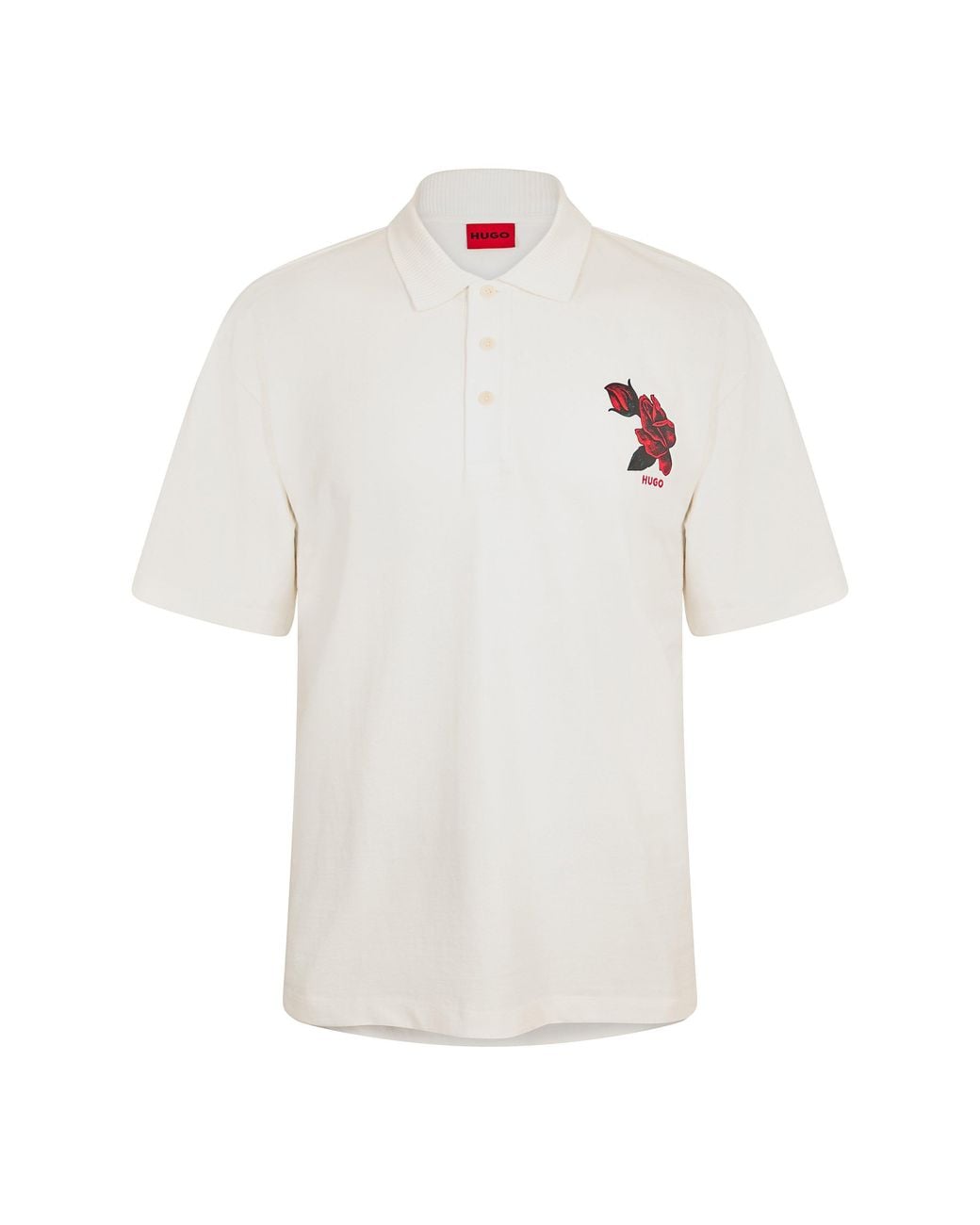 HUGO White Dardigo Short Sleeve Polo Shirt With Artwork Detail for men