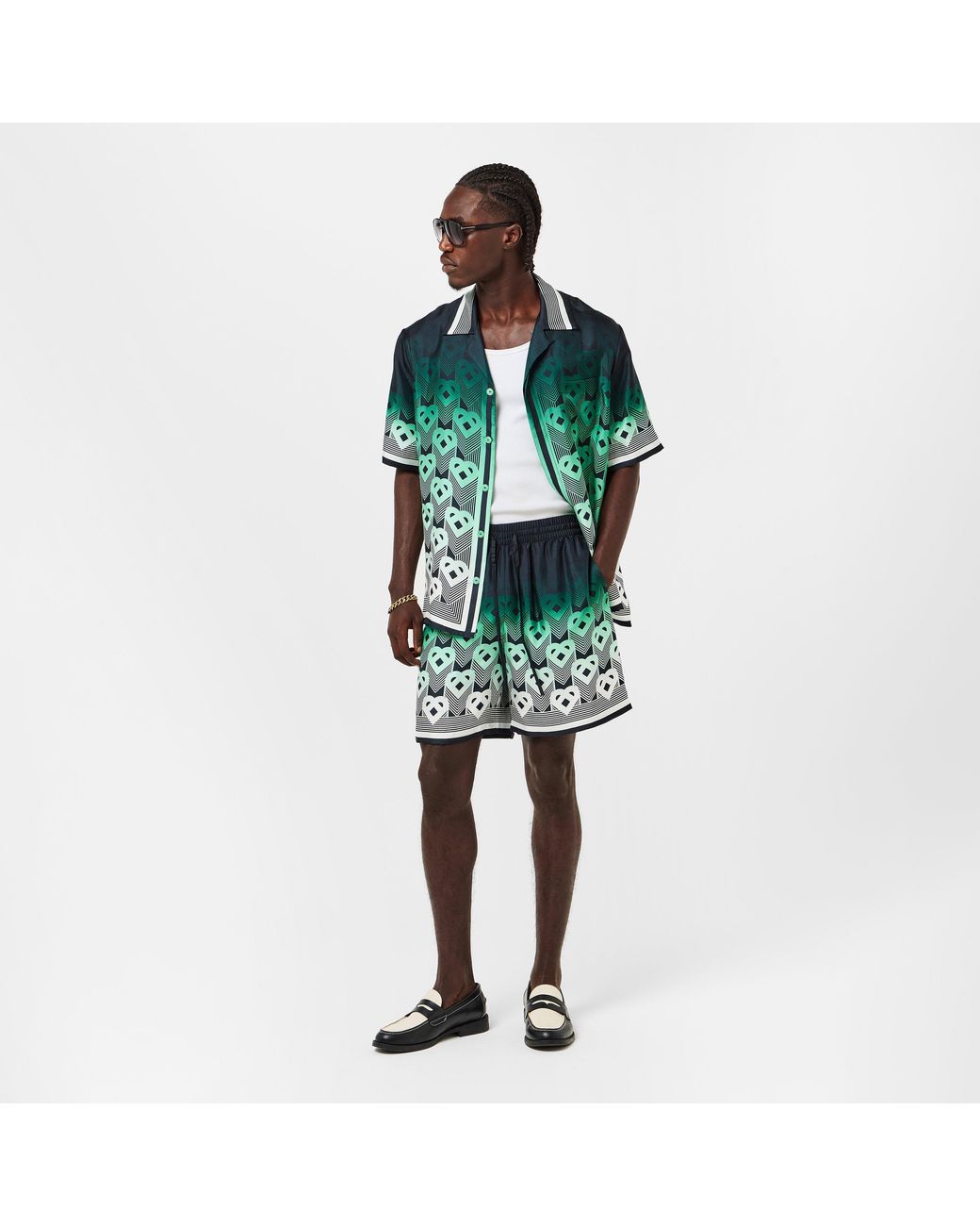 Casablanca Green Mono Woven Tracksuit Shorts for men