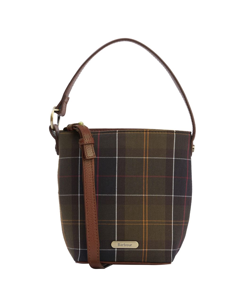 Barbour Black Cedar Mini Tartan Bucket Bag 5.5 L