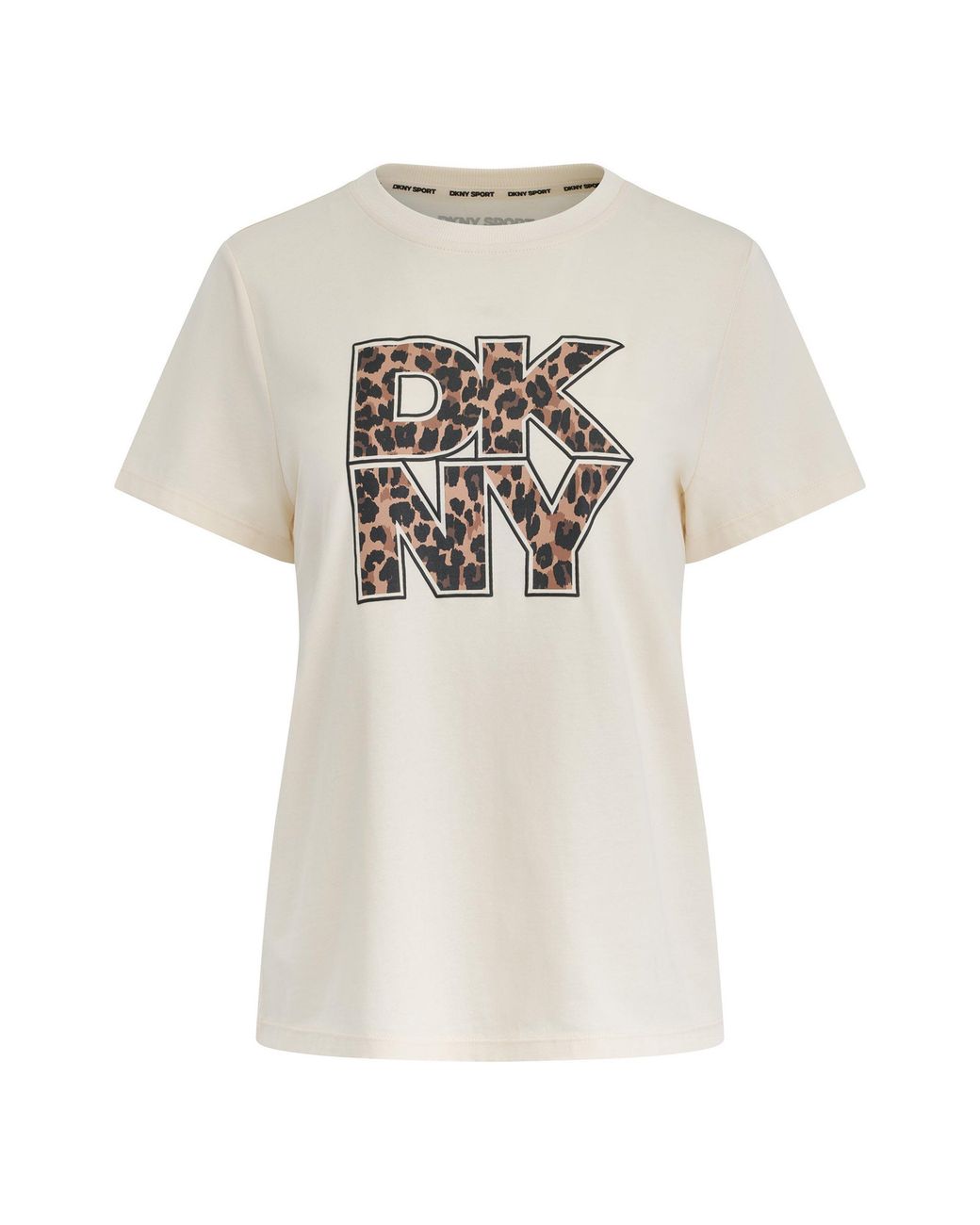 DKNY Natural Leopard Logo Sport Cotton Short-Sleeve Crew-Neck T-Shirt