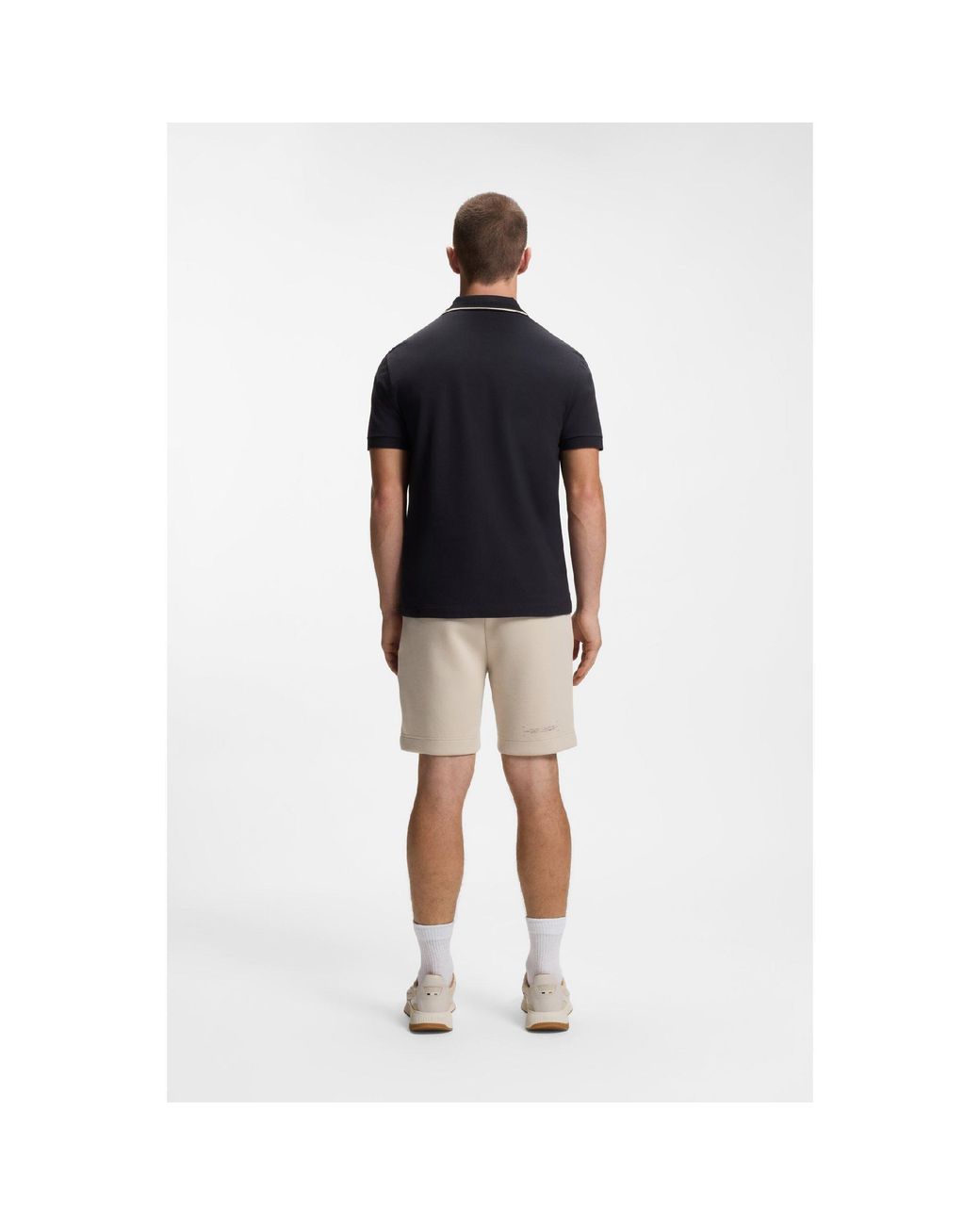 HUGO Black Birdie Paule Cotton Short-Sleeve Slim-Fit Performance Polo for men