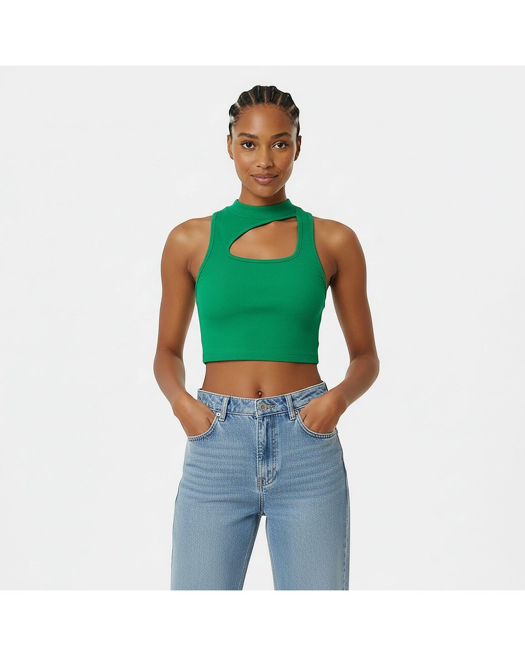 Jack Wills Green Ponte High Neck Top