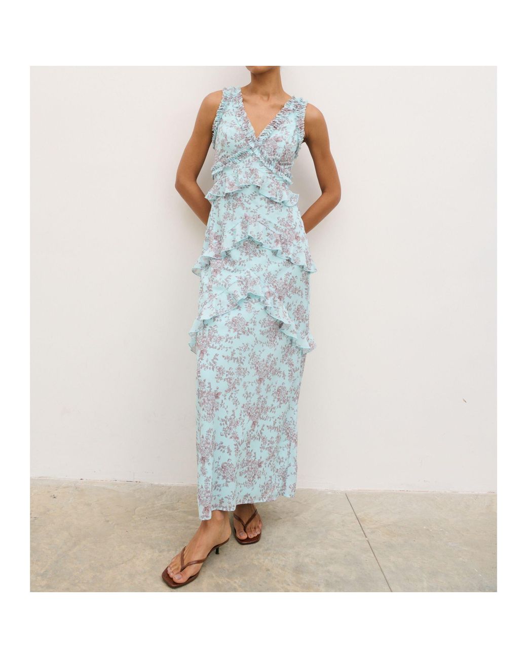 Pretty Lavish Blue Aurelia Ruffle Maxi Dress