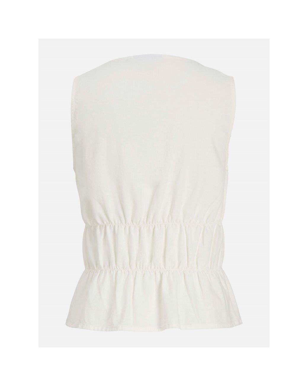 JJXX White Linen Blend Short Sleeve Tie Blouse