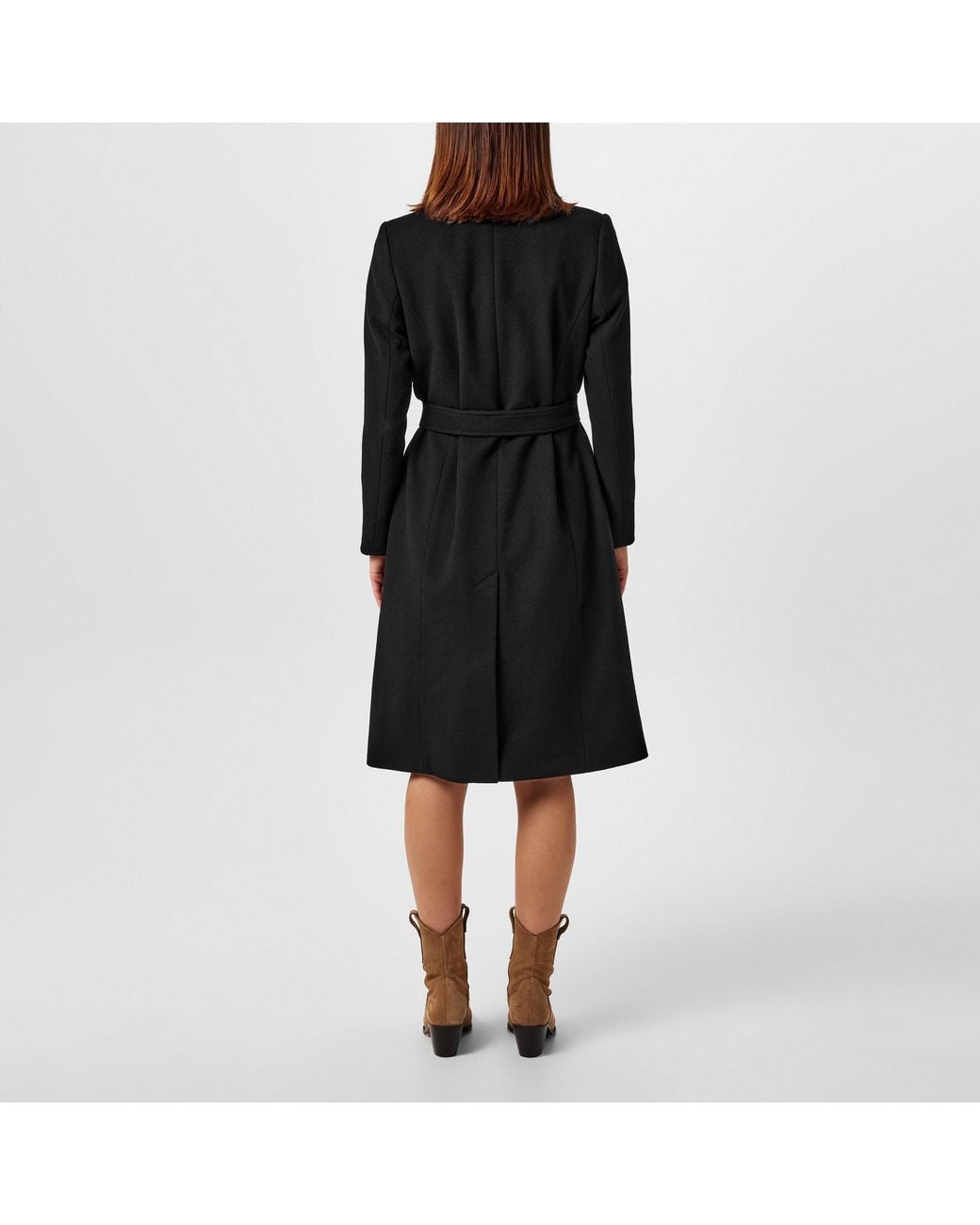 Barbour Black Clodagh Wool Mid-Length Trench Overcoat