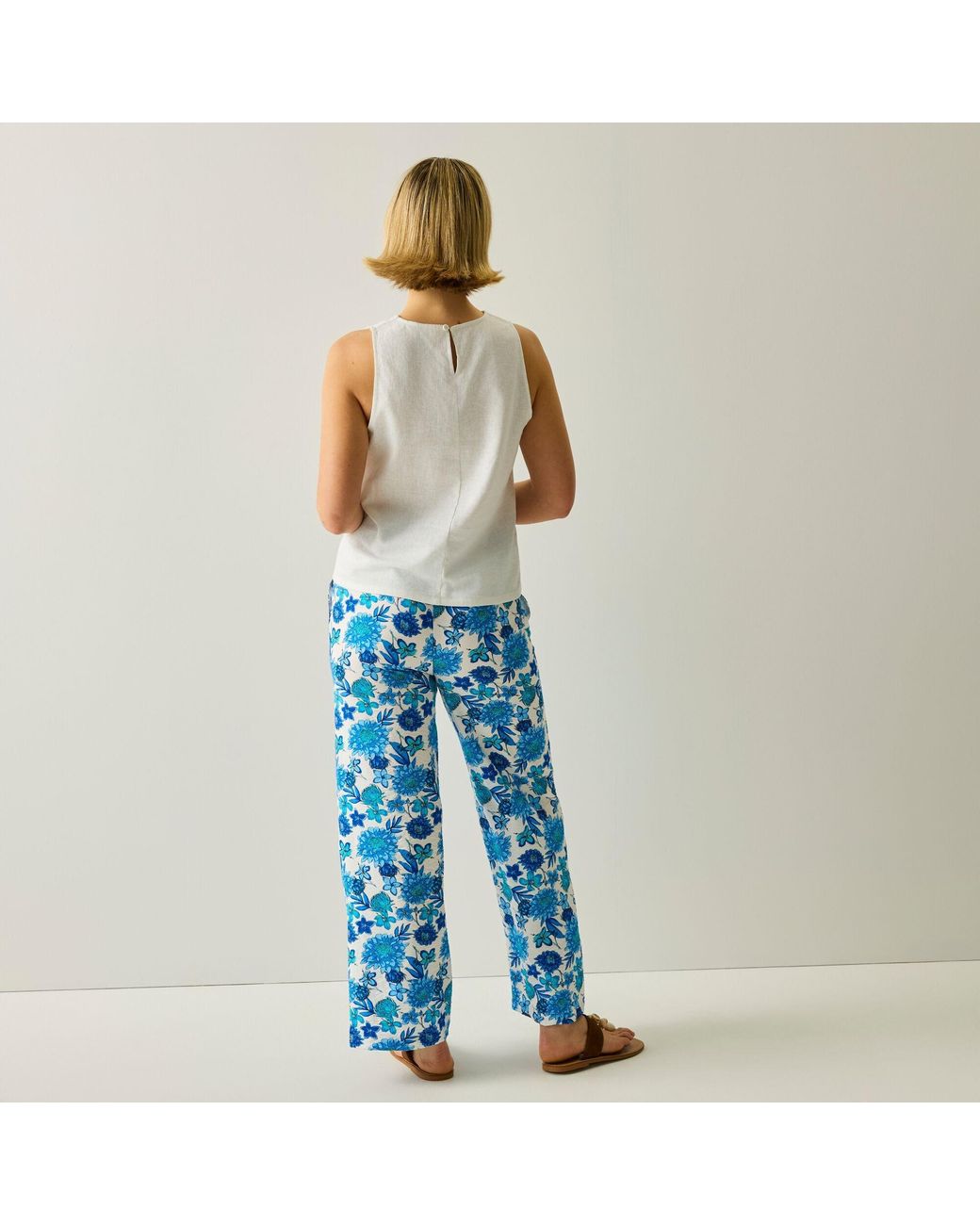 Regatta Blue Talamanca Linen Relaxed-Fit Trousers