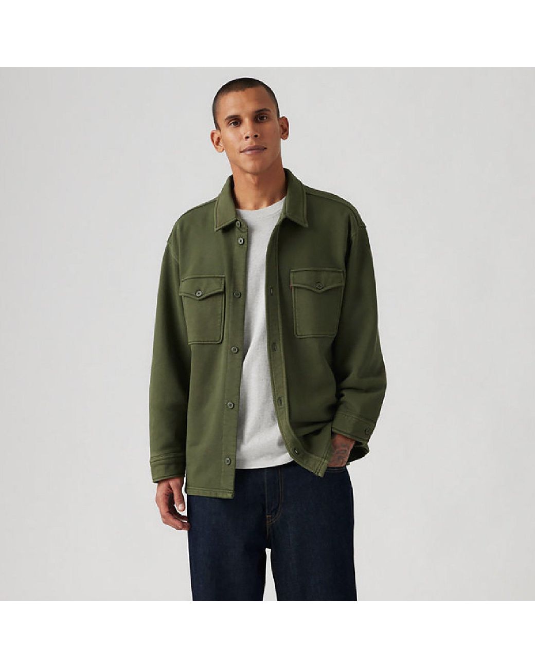 Levi's Green Bayview Soft Worker Cotton Long-Sleeve Overshirt for men