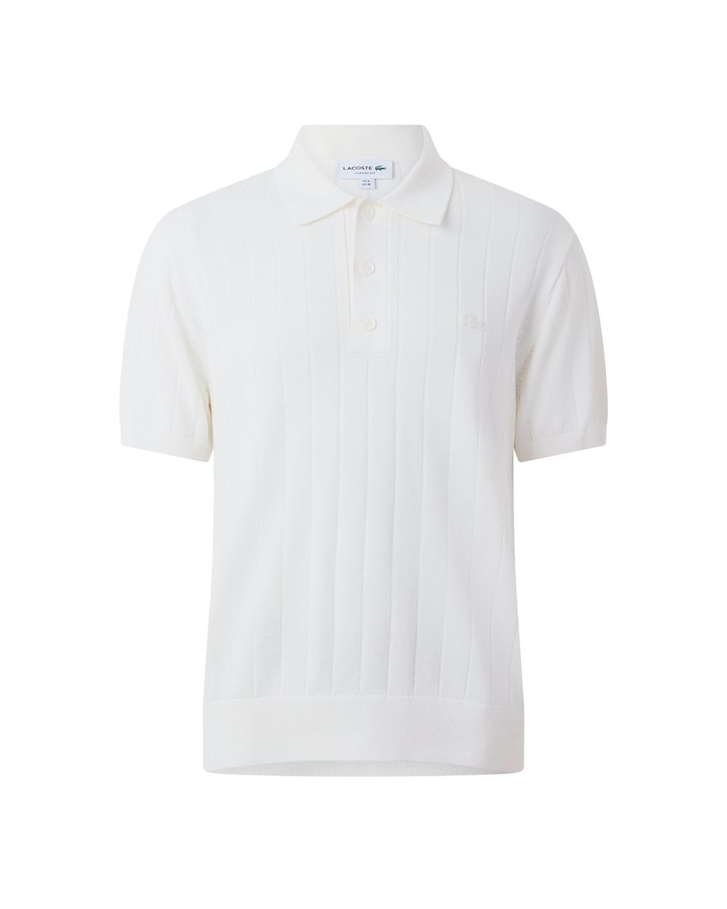 Lacoste White Ribbed Knit Short-Sleeve Polo Shirt for men