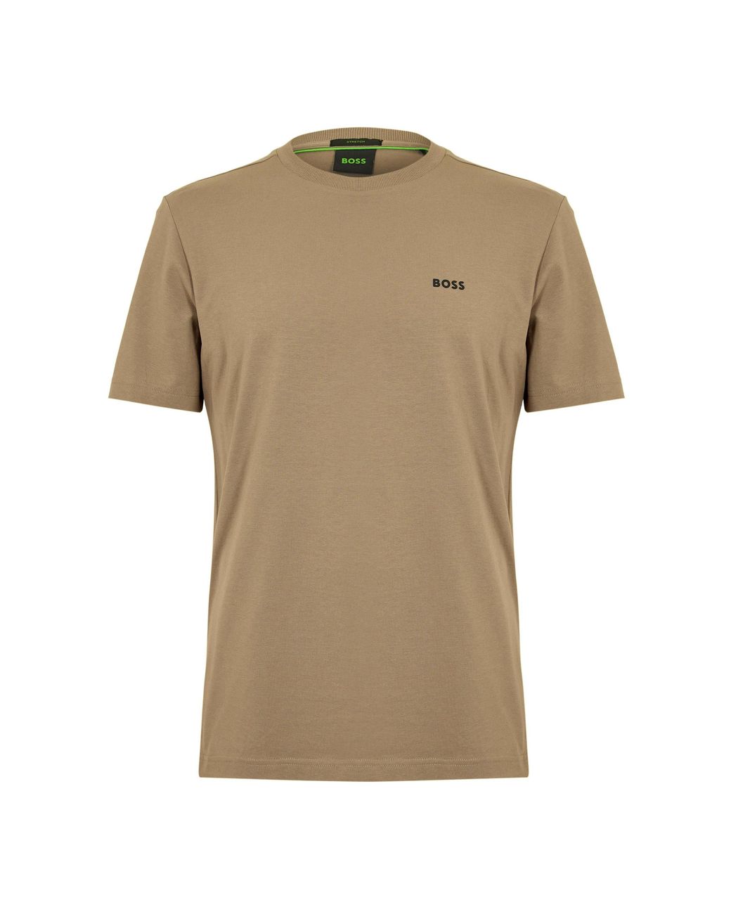 Boss Gray T-Shirt With Logo Design Stretch Cotton for men