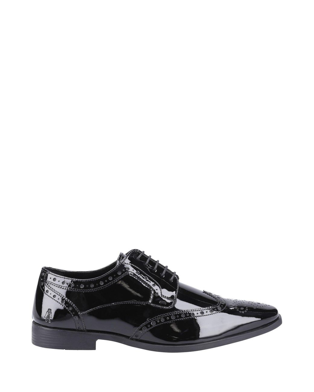 Hush Puppies Black Elliot Brogue Patent for men