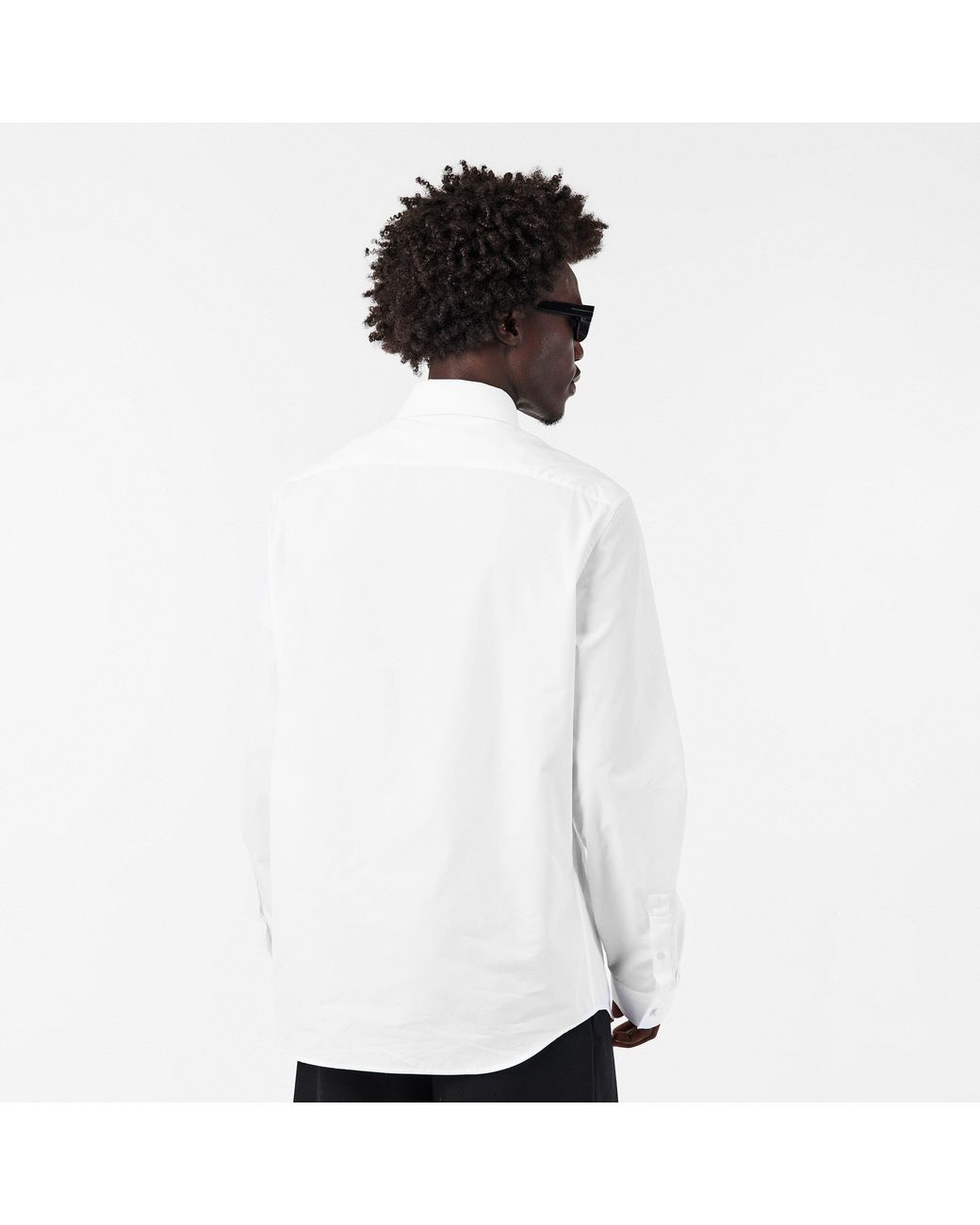 Balmain White Emblam Long Sleeve Plain Shirt for men