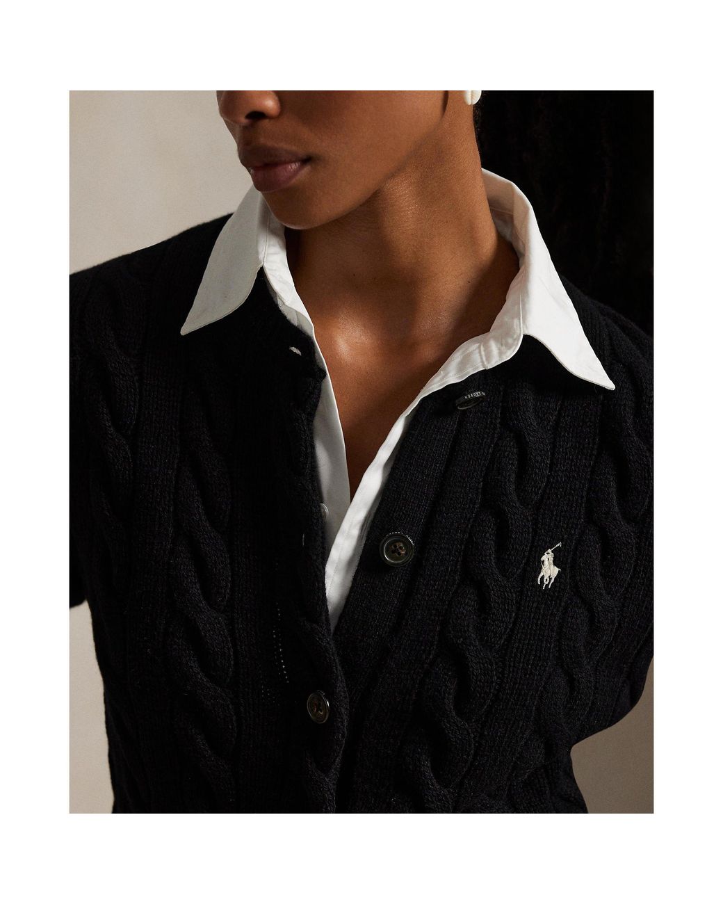 Polo Ralph Lauren Black Cable Knit Cardigan