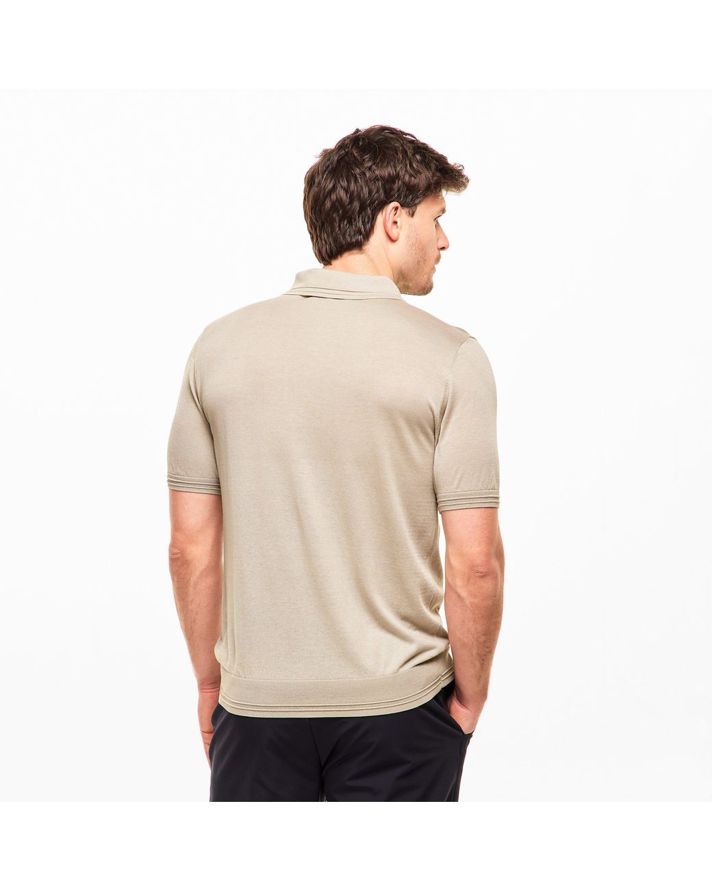 Pal Zileri Natural Button Knit Short Sleeve Polo Shirt for men