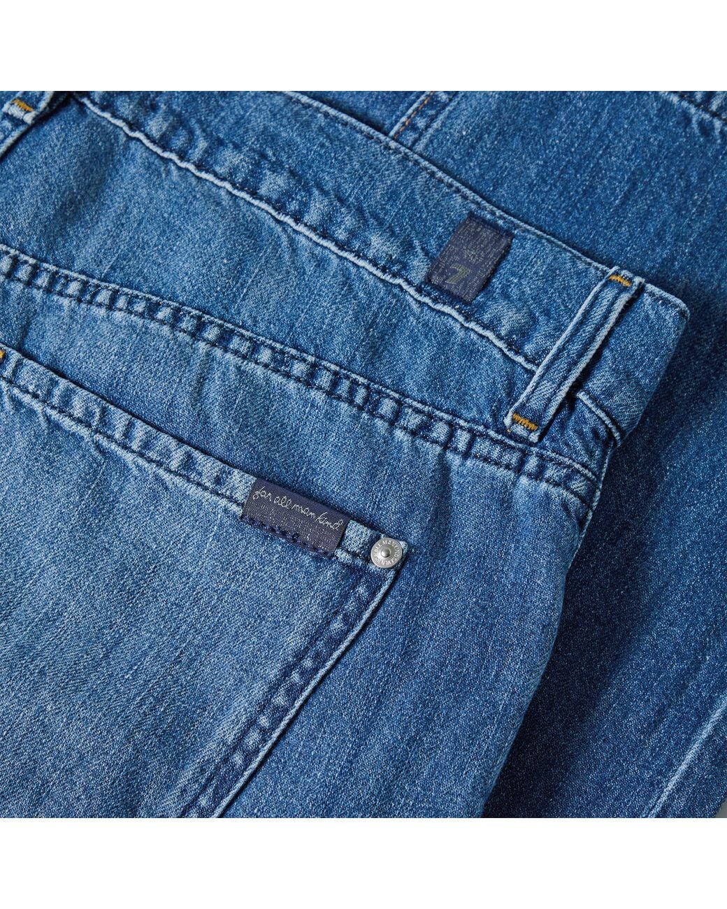 7 For All Mankind Blue Straight Leg Jeans for men