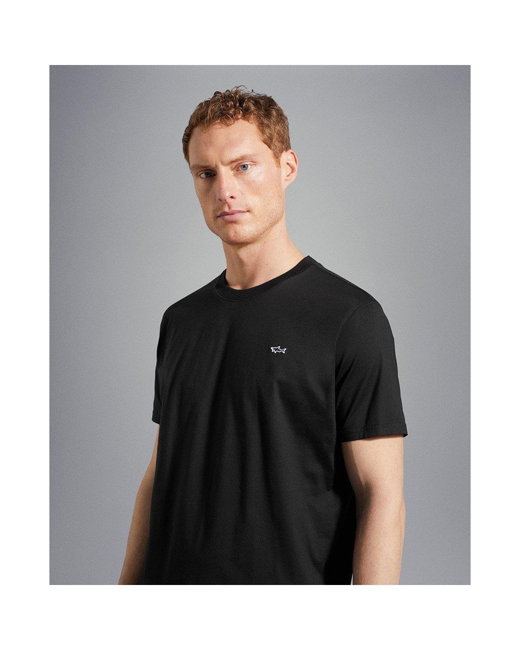 Paul & Shark Black Embroidered Logo T-Shirt for men