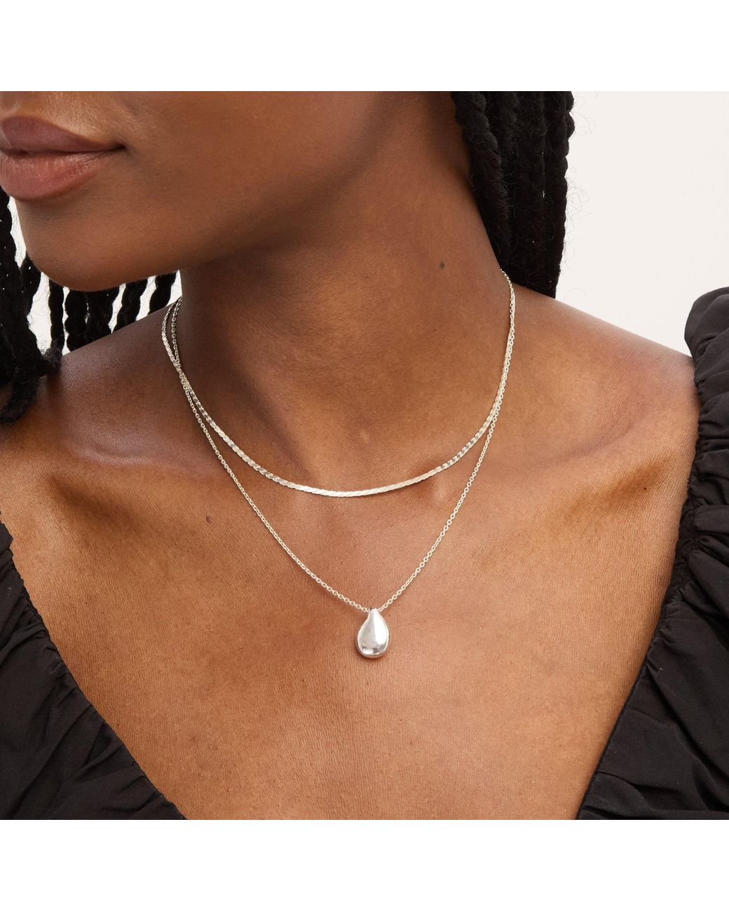 Simply Silver Metallic Sterling 925 Textured Chain Necklace